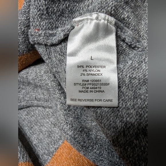 Pinque Cozy Color Block Crew Neck Sweater in Brown Cream Orange And Grey Large - Picture 4 of 7
